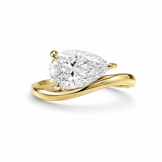 The Elara - 2.0 Ct. Pear Cut 925 Silver Women Ring with 18k Gold Plated