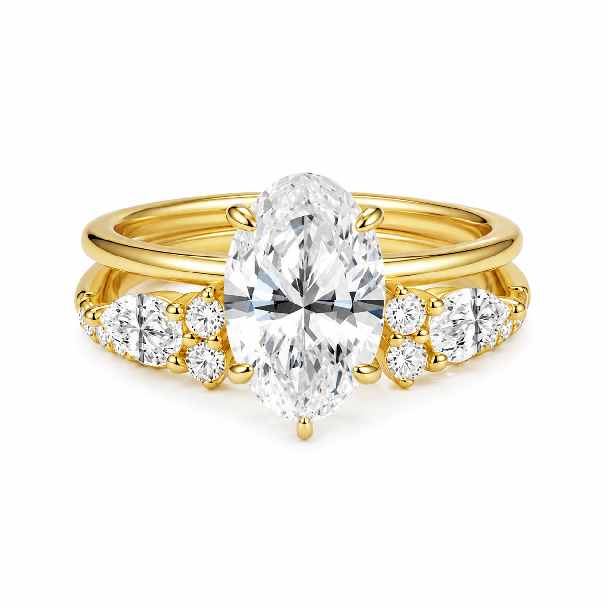 The Everly - Women Wedding Ring Set - 18k Gold