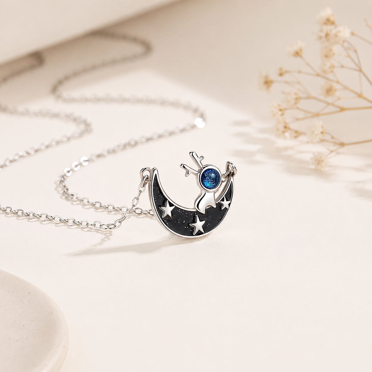 Astronaut Pendant Celestial Necklace - 925 Silver