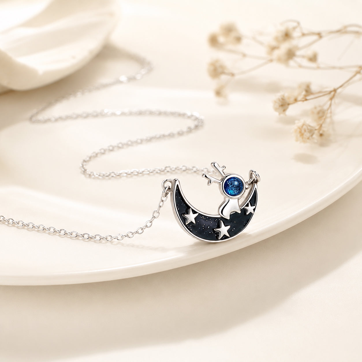 Astronaut Pendant Celestial Necklace - 925 Silver