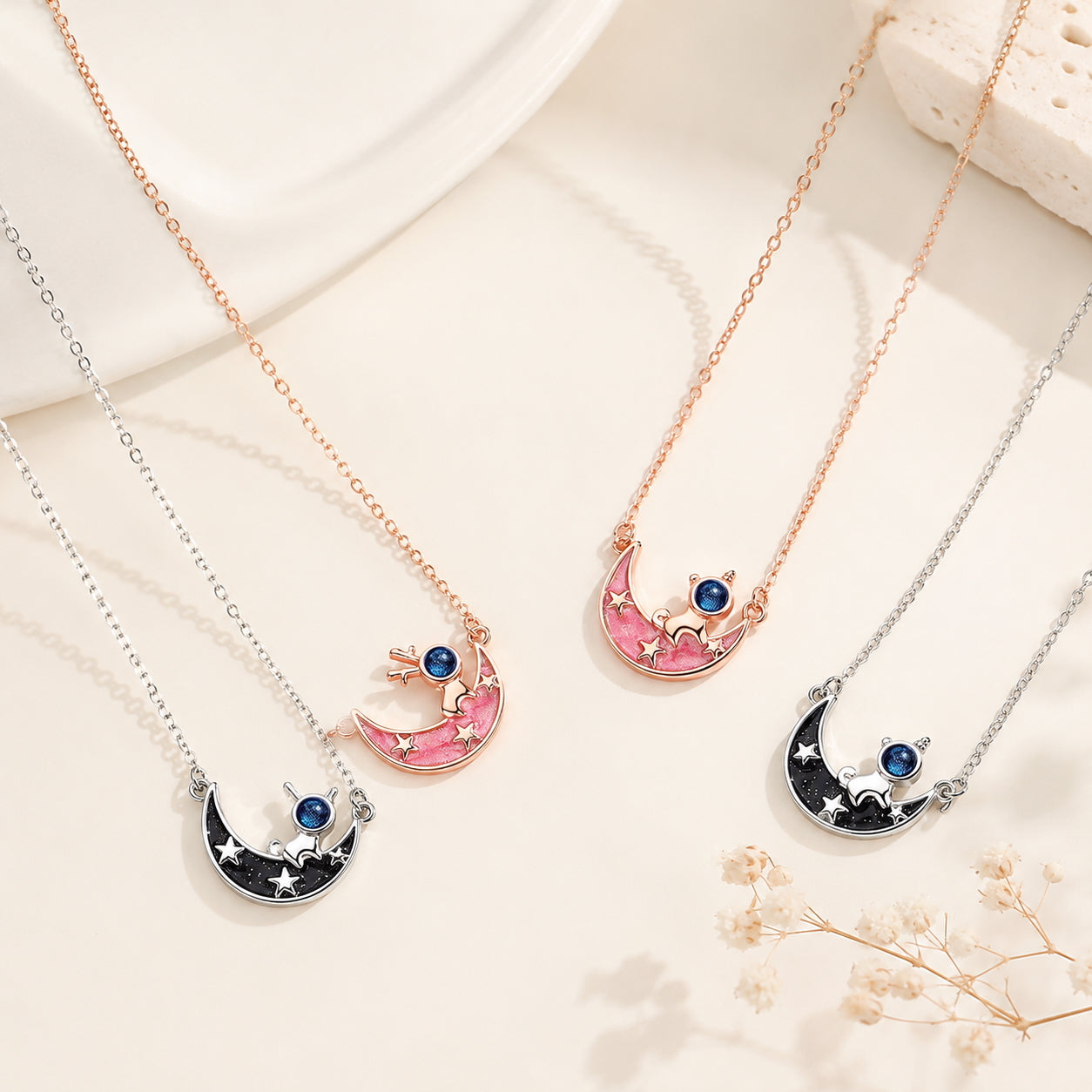 Astronaut Pendant Celestial Necklace - 925 Silver