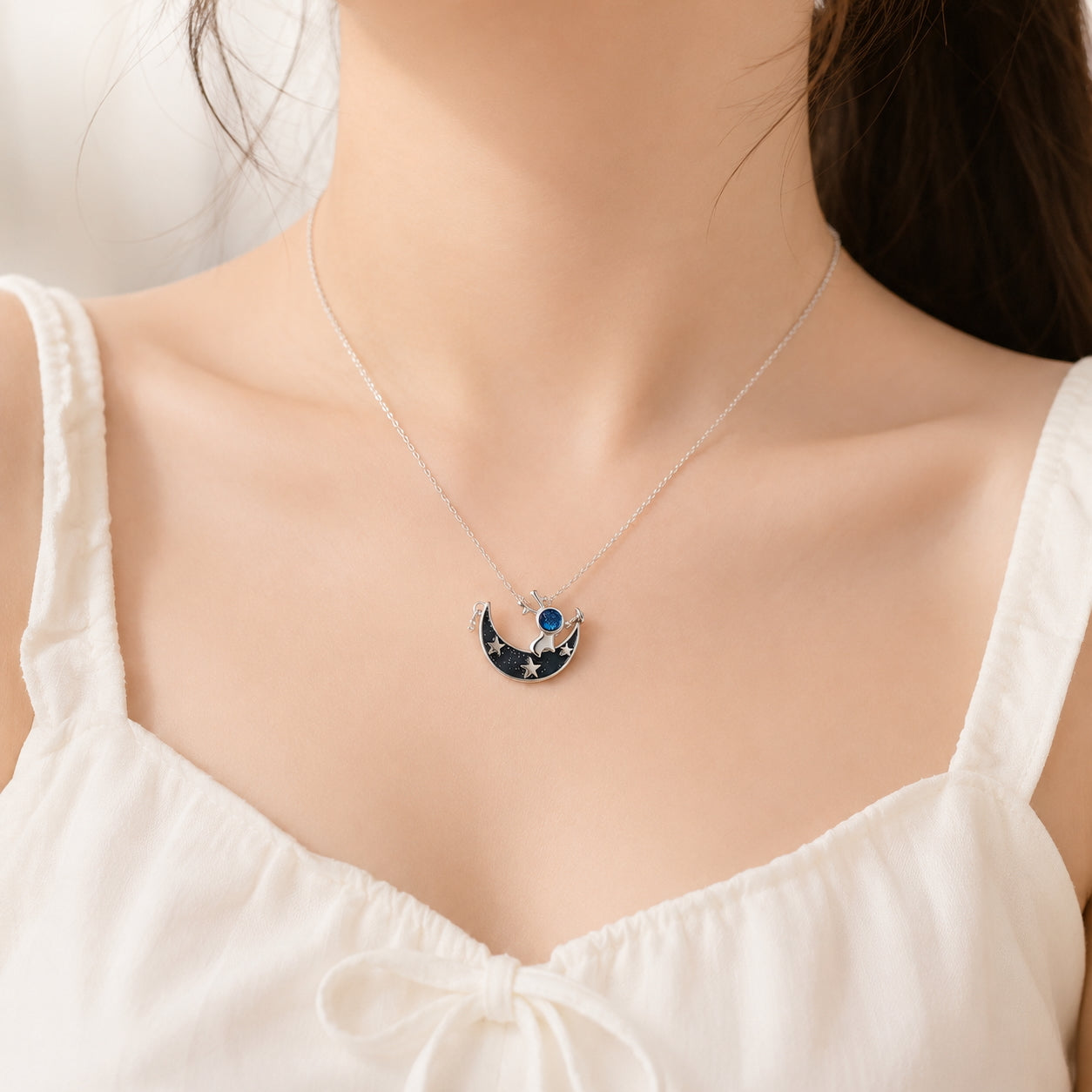 Astronaut Pendant Celestial Necklace - 925 Silver