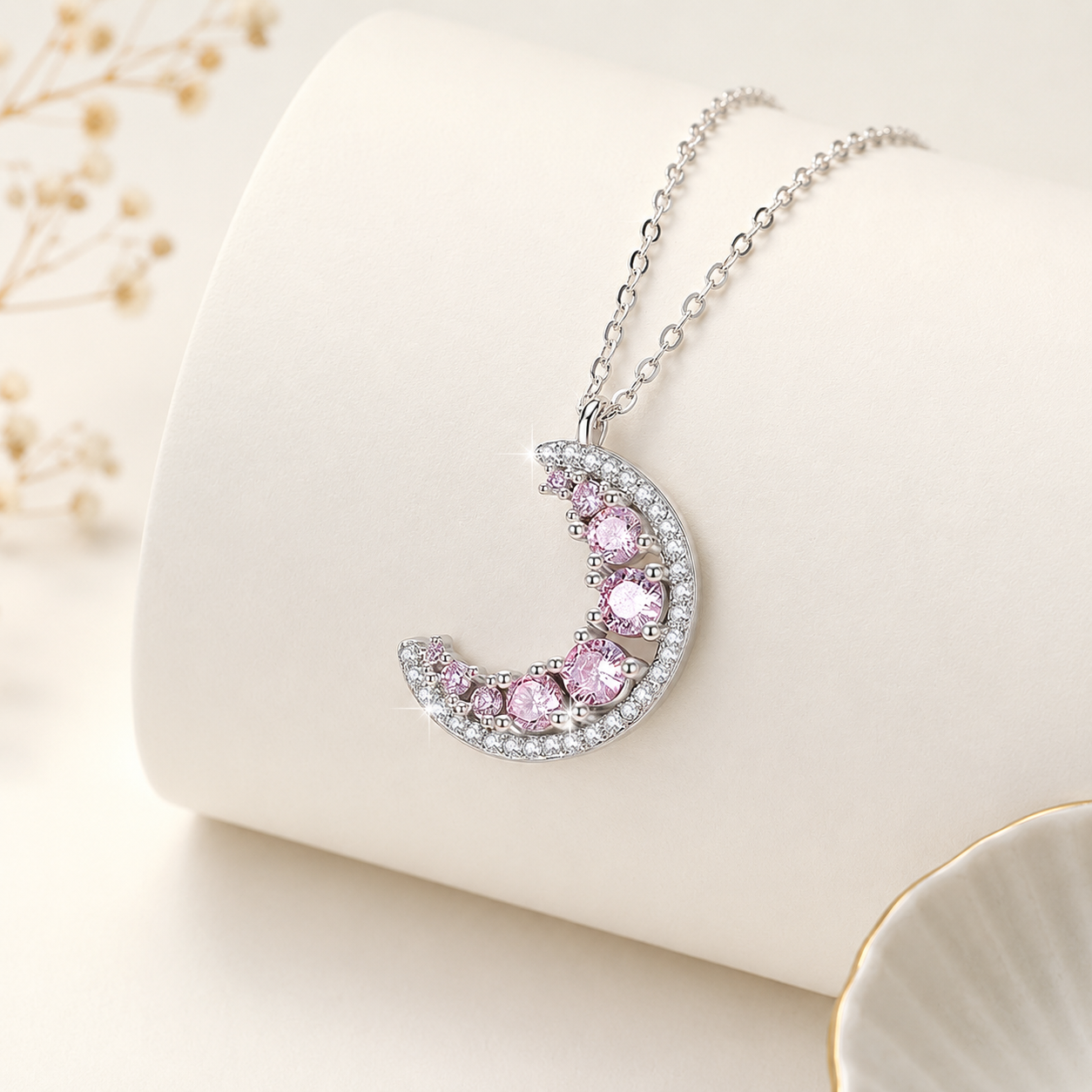 Crescent Moon Celestial Silver Necklace