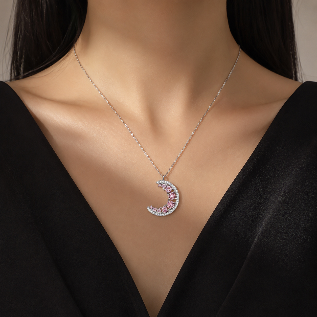 Crescent Moon Celestial Silver Necklace