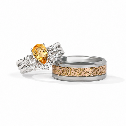 The Citrion - Natural Citrine Couple Rings