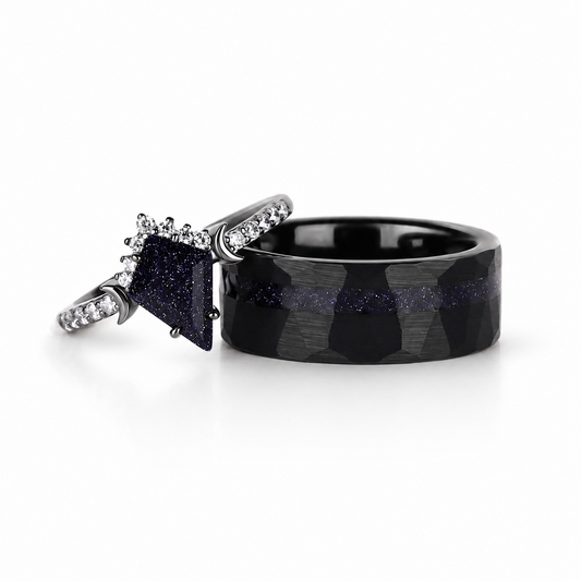 The Midnight - Blue Sandstone Couple Rings