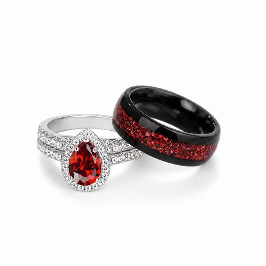 The Garnith - Natural Garnet Couple Rings