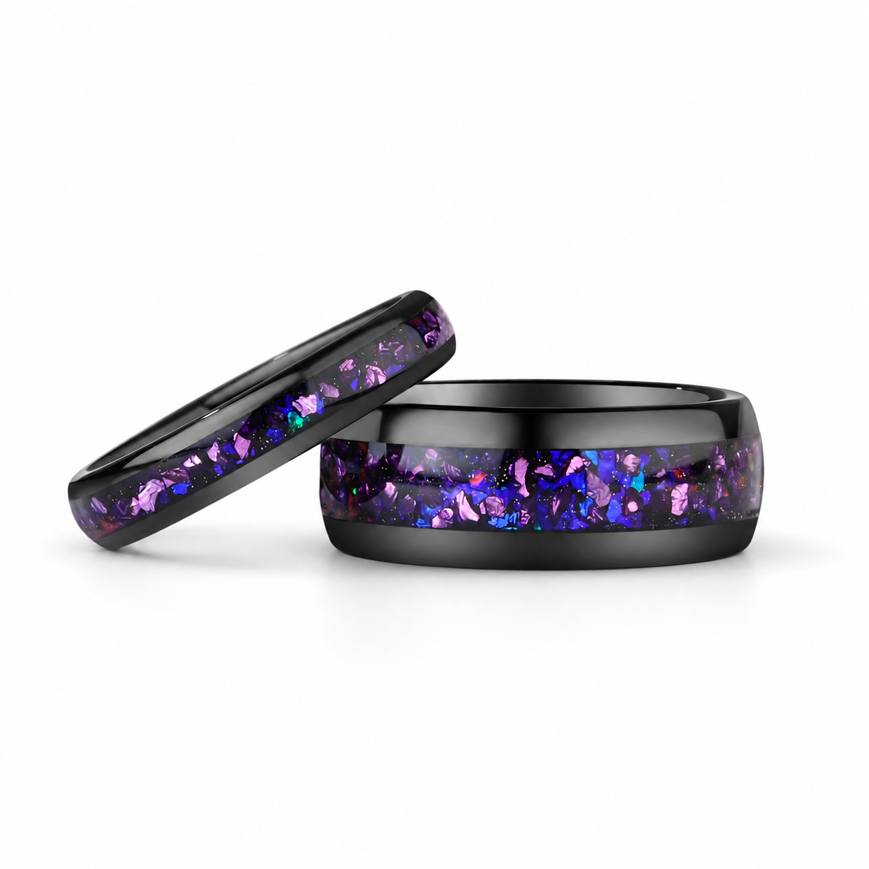 The Amaral - Crushed Amethyst Galaxy Couple Ring Set