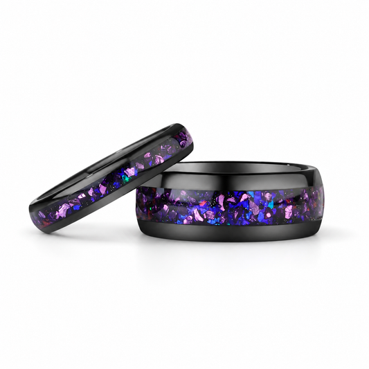 The Amaral - Crushed Amethyst Galaxy Couple Ring Set