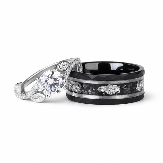 The Mirelle - Silver/Tungsten Couple Rings