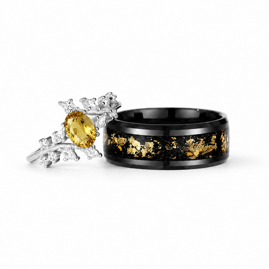 The Sunbliss - Natural Citrine Couple Ring Set