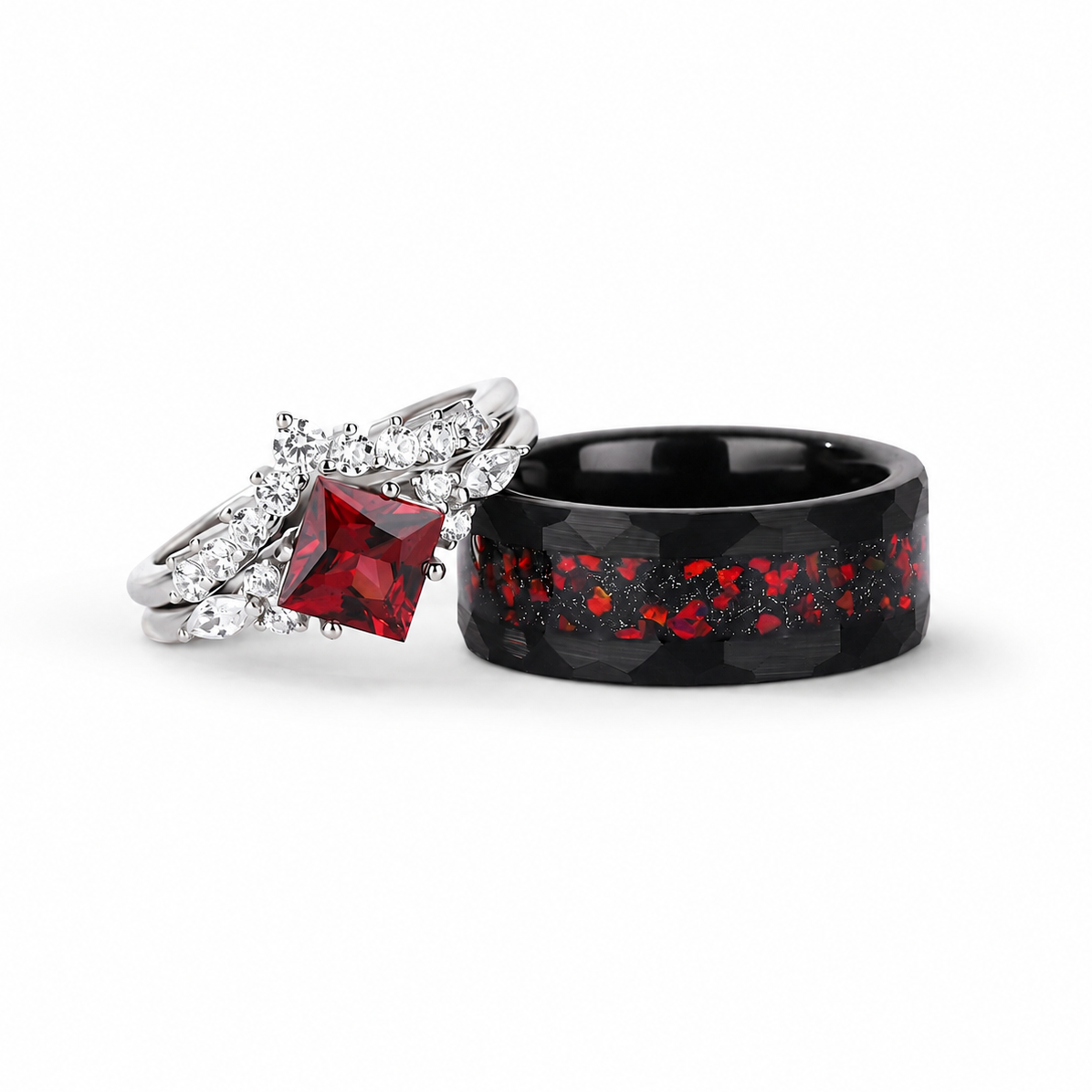 The Velmora - Natural Garnet Couple Rings