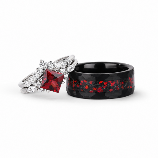 The Velmora - Natural Garnet Couple Rings