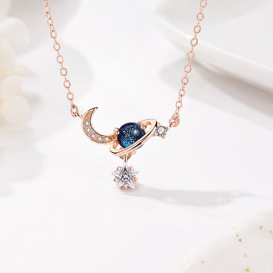 Rose Gold Moon & Star Celestial Necklace