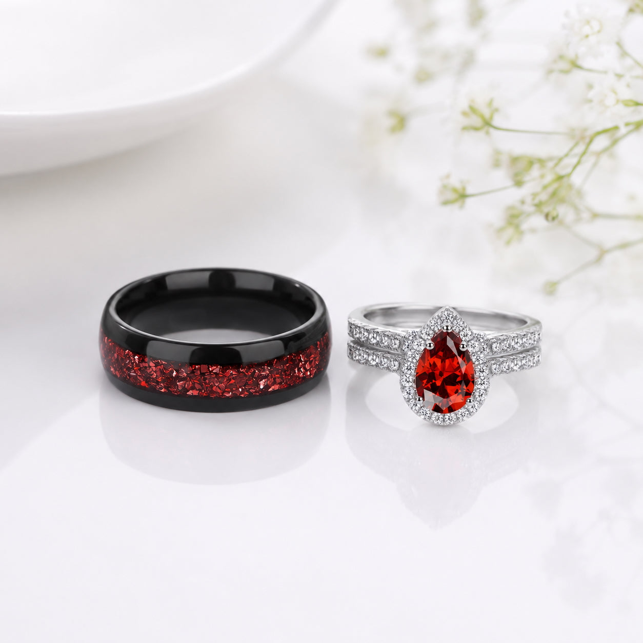 The Garnith - Natural Garnet Couple Rings