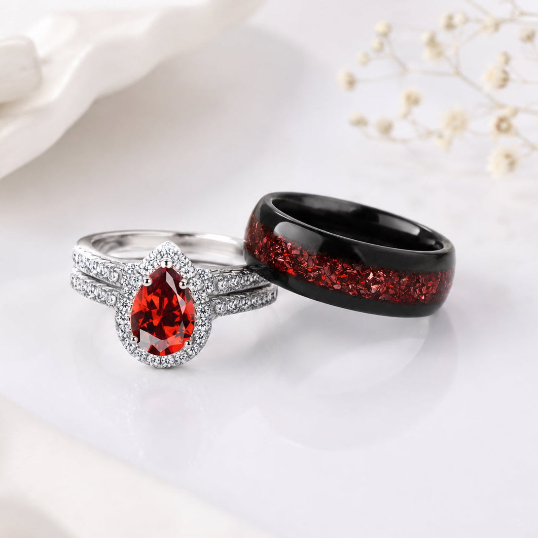 The Garnith - Natural Garnet Couple Rings
