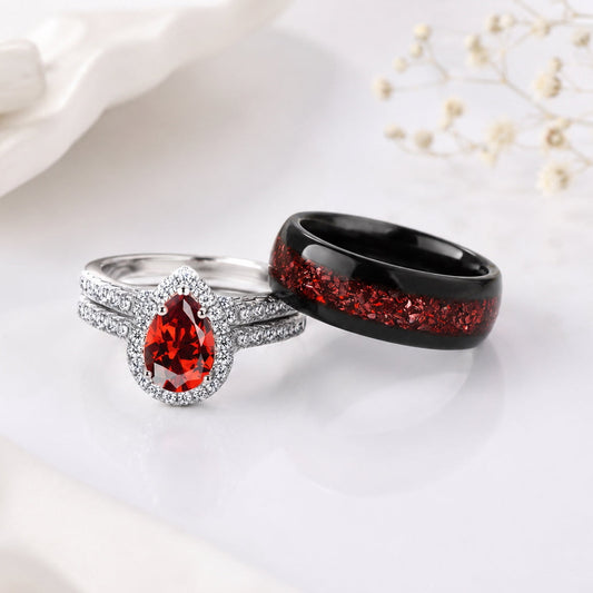 The Garnith - Natural Garnet Couple Rings