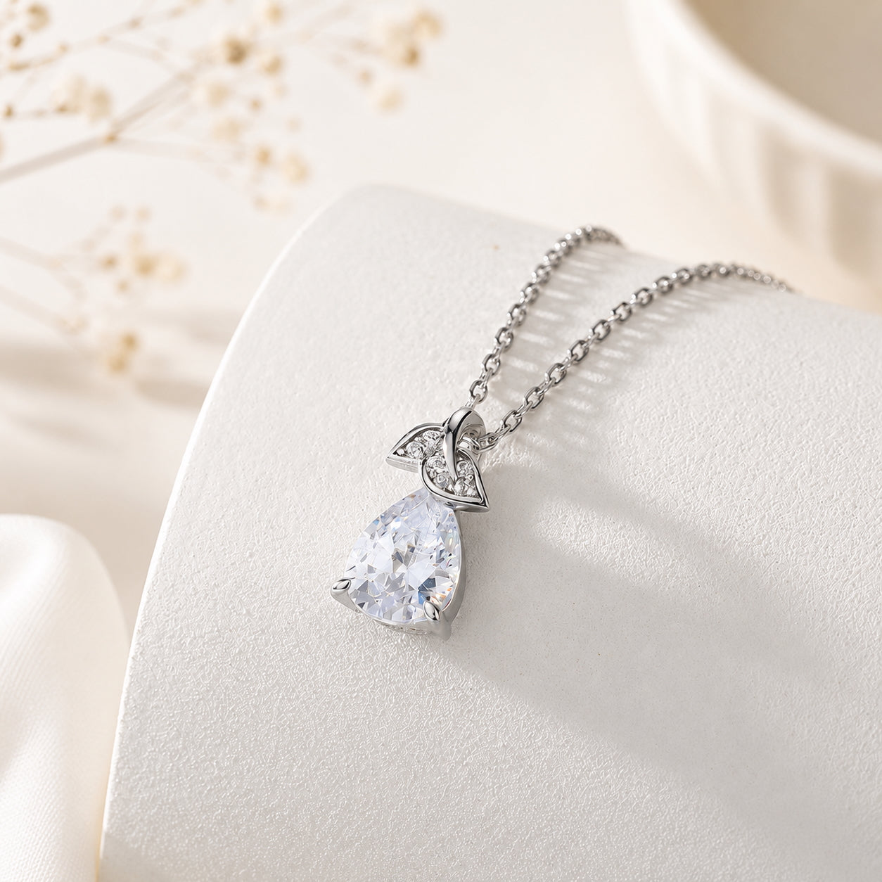 Pear Cut Simulated Diamond Wedding Necklace - 925 Silver