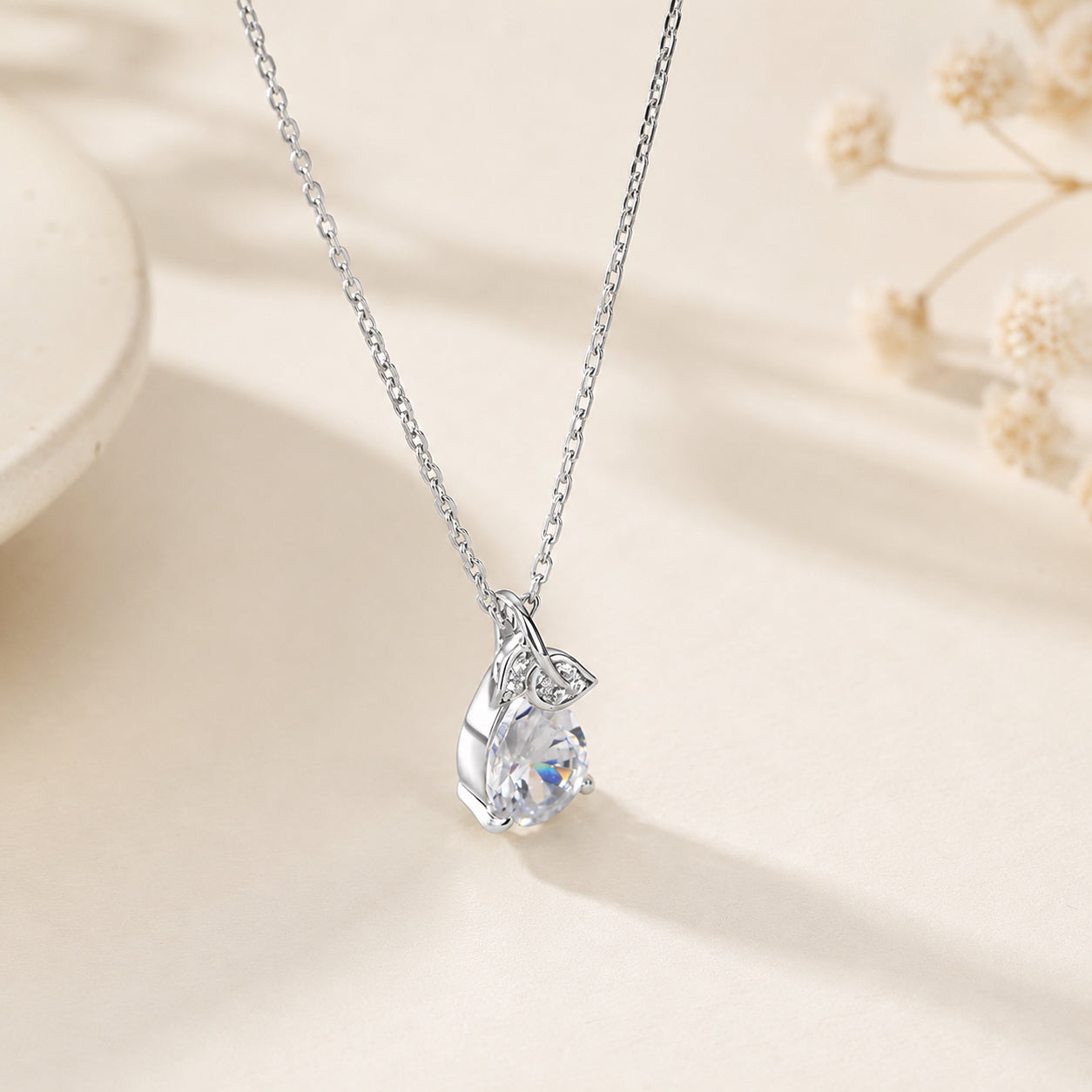 Pear Cut Simulated Diamond Wedding Necklace - 925 Silver