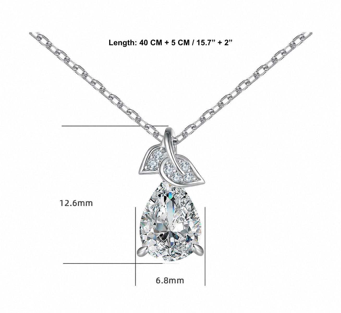 Pear Cut Simulated Diamond Wedding Necklace - 925 Silver