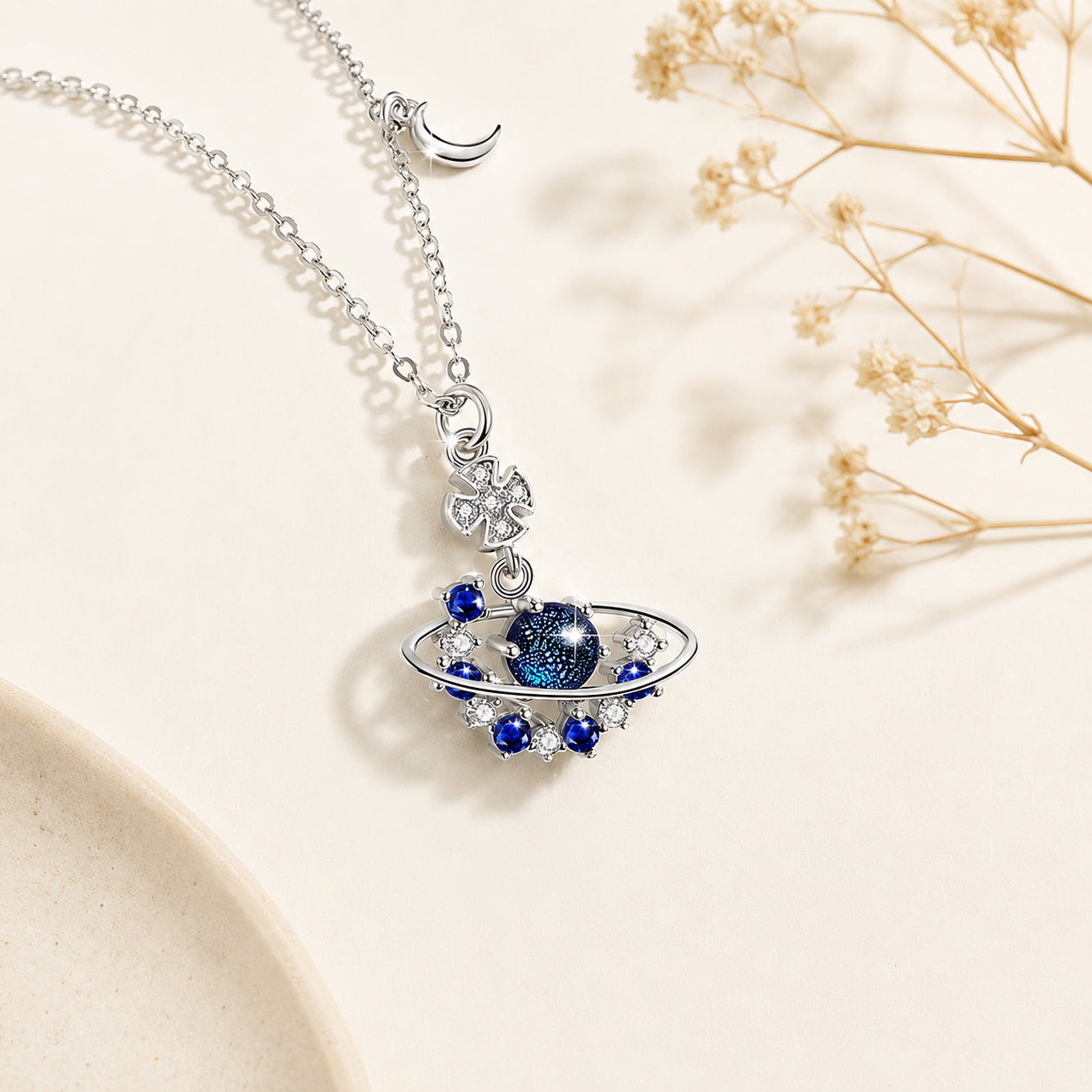 Blue Planet Galaxy Necklace - 925 Silver
