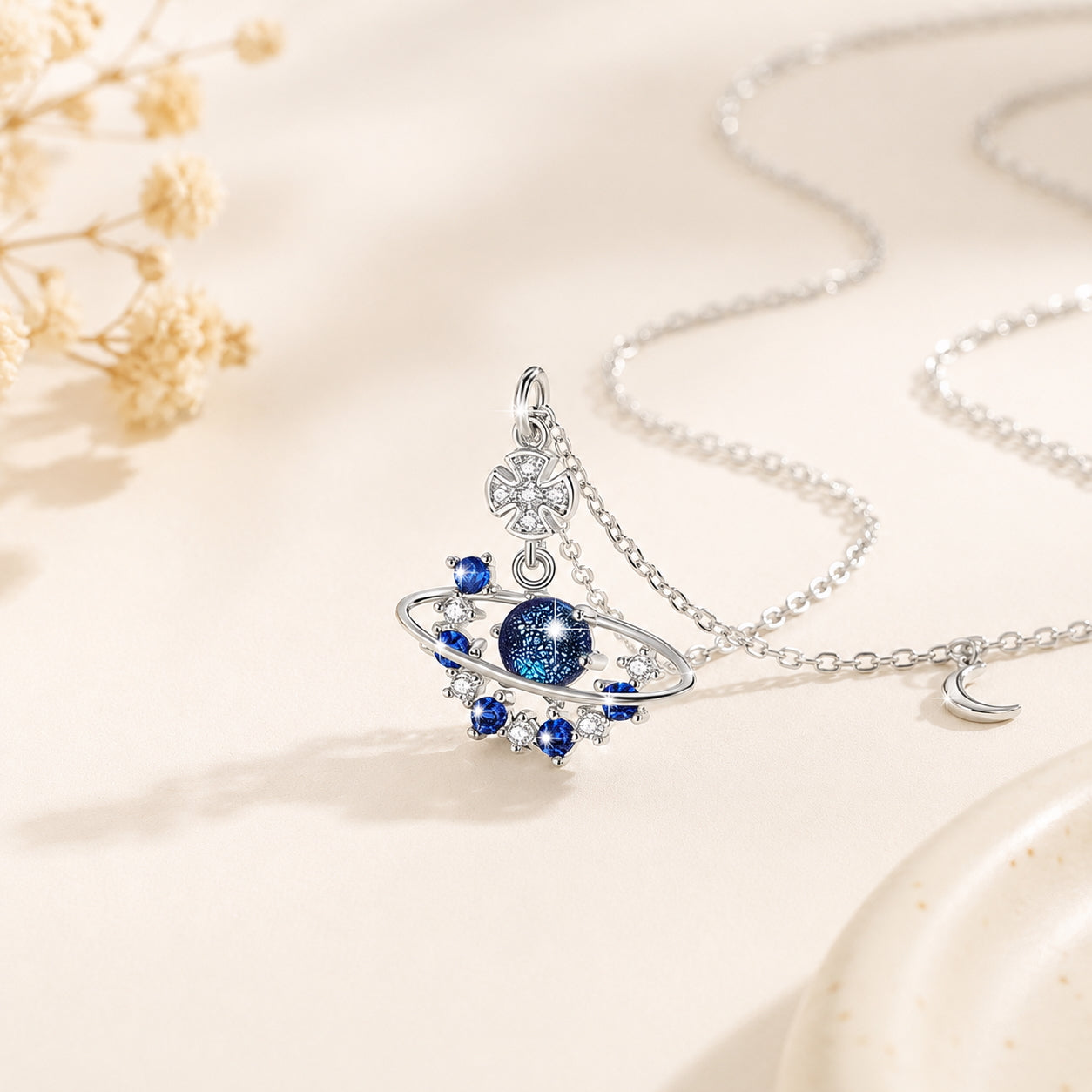 Blue Planet Galaxy Necklace - 925 Silver