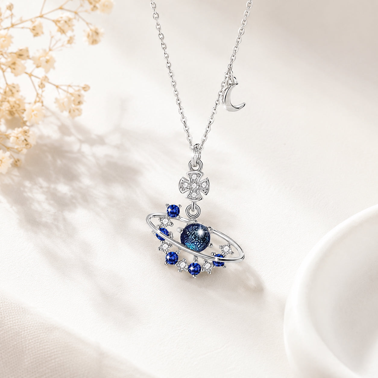 Blue Planet Galaxy Necklace - 925 Silver