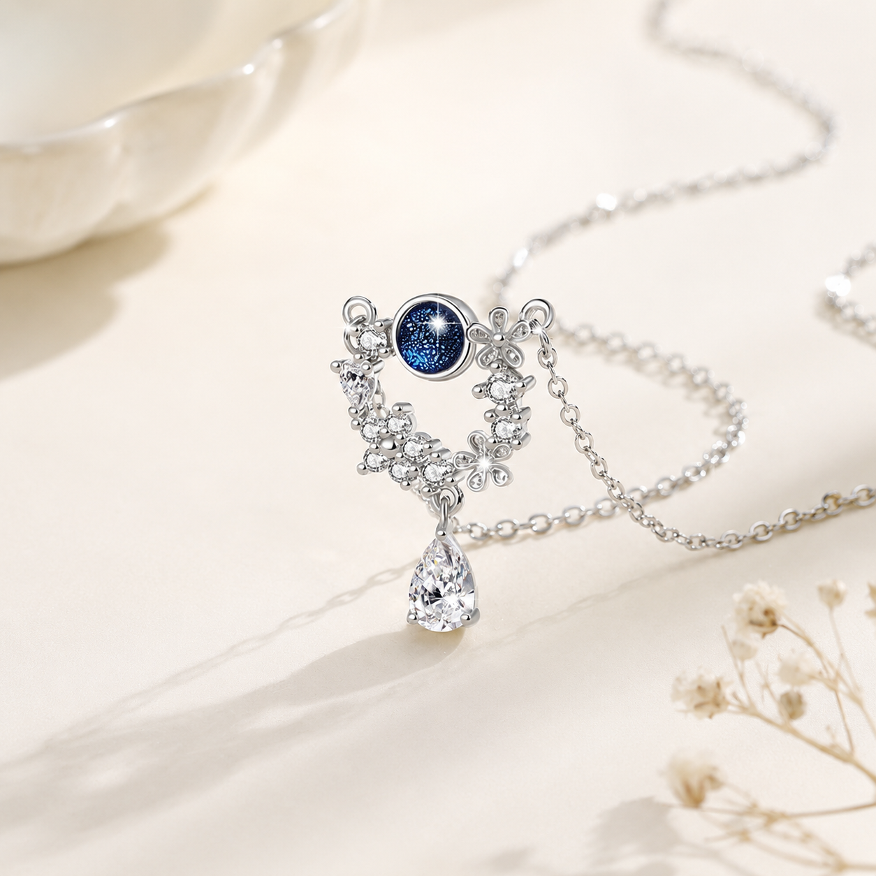 Simulated Diamonds Galaxy Charm Necklace - 925 Silver