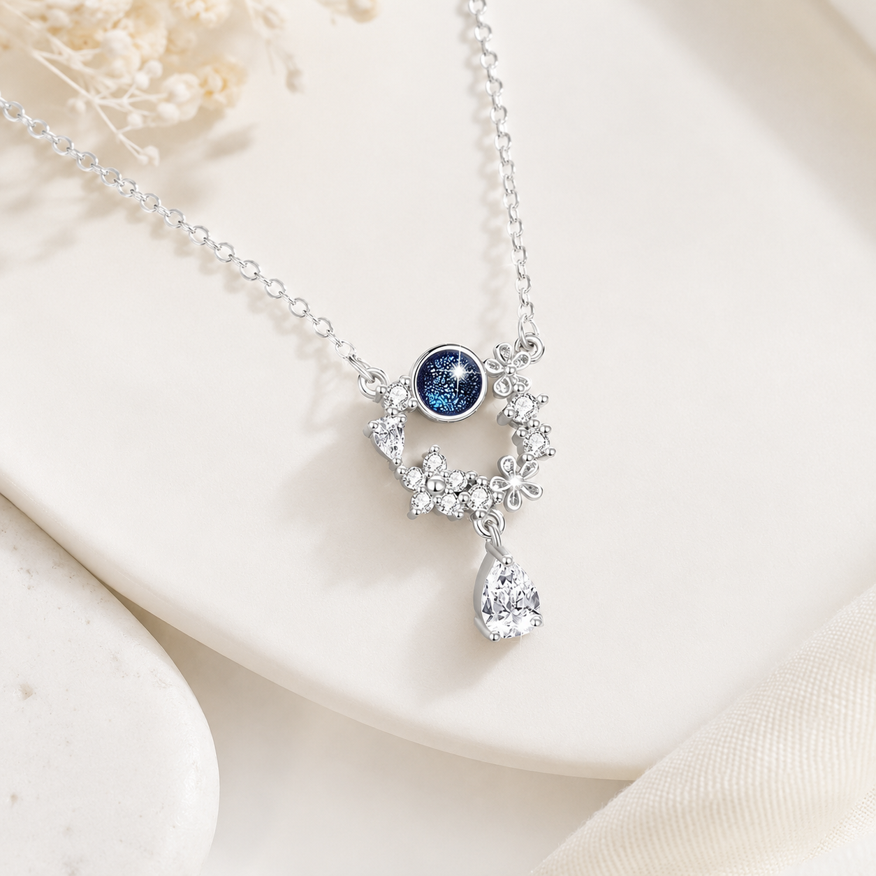 Simulated Diamonds Galaxy Charm Necklace - 925 Silver