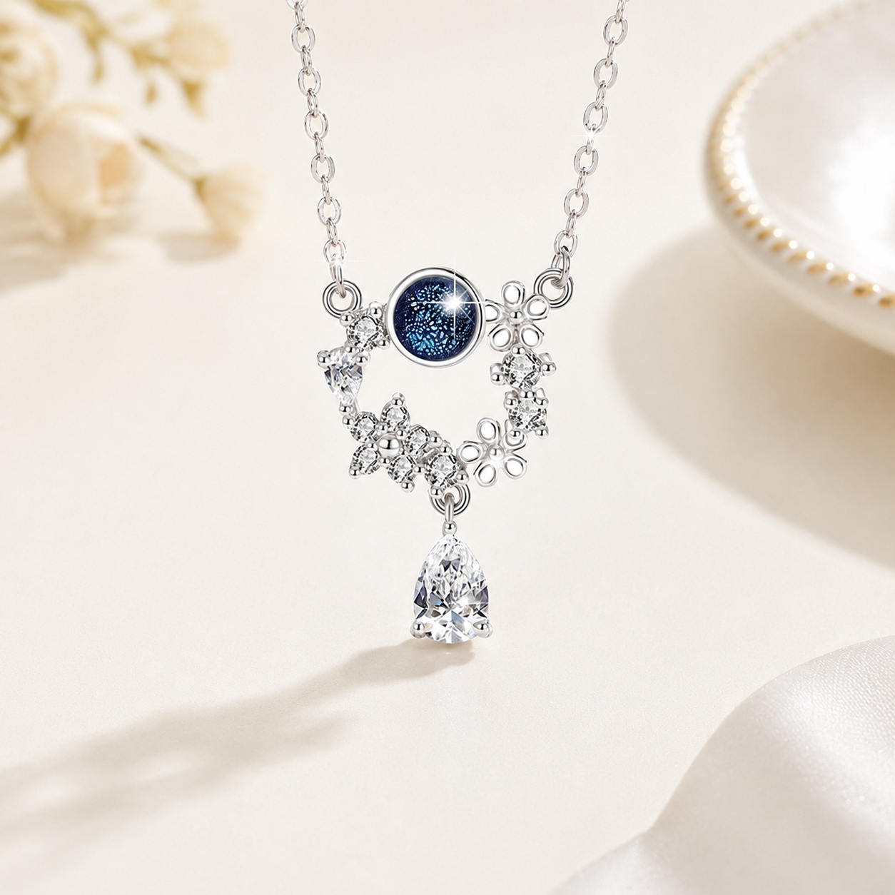 Simulated Diamonds Galaxy Charm Necklace - 925 Silver