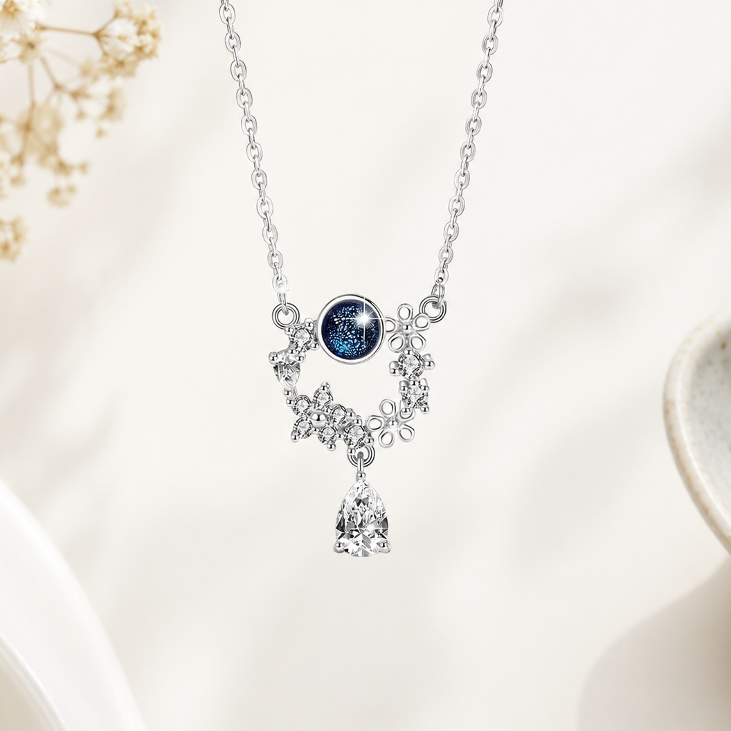 Simulated Diamonds Galaxy Charm Necklace - 925 Silver