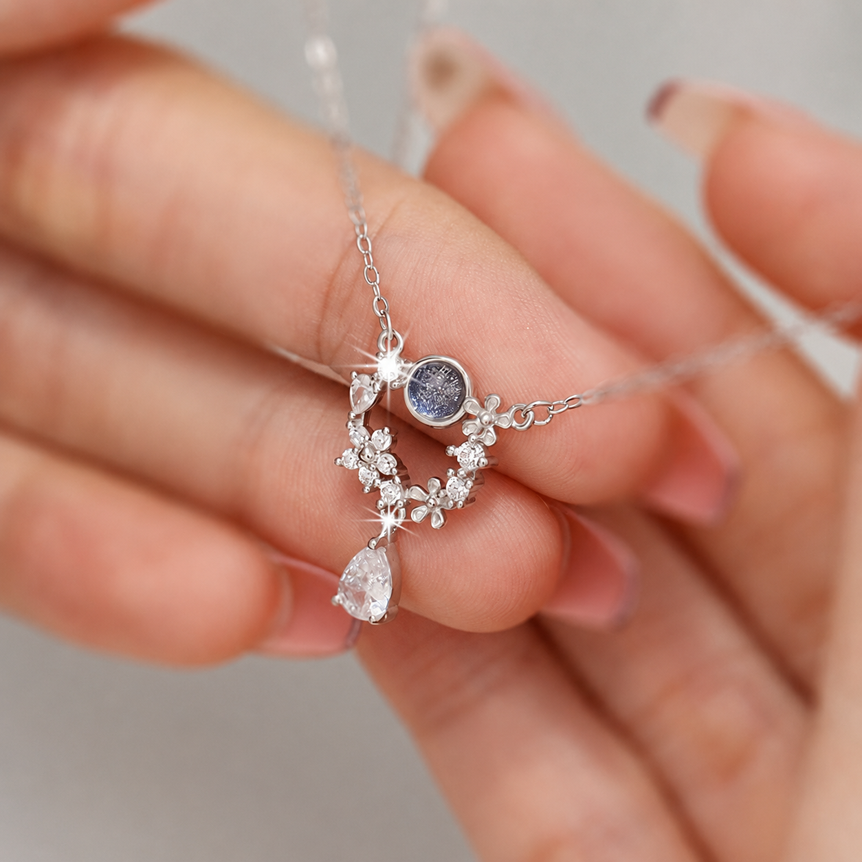 Simulated Diamonds Galaxy Charm Necklace - 925 Silver