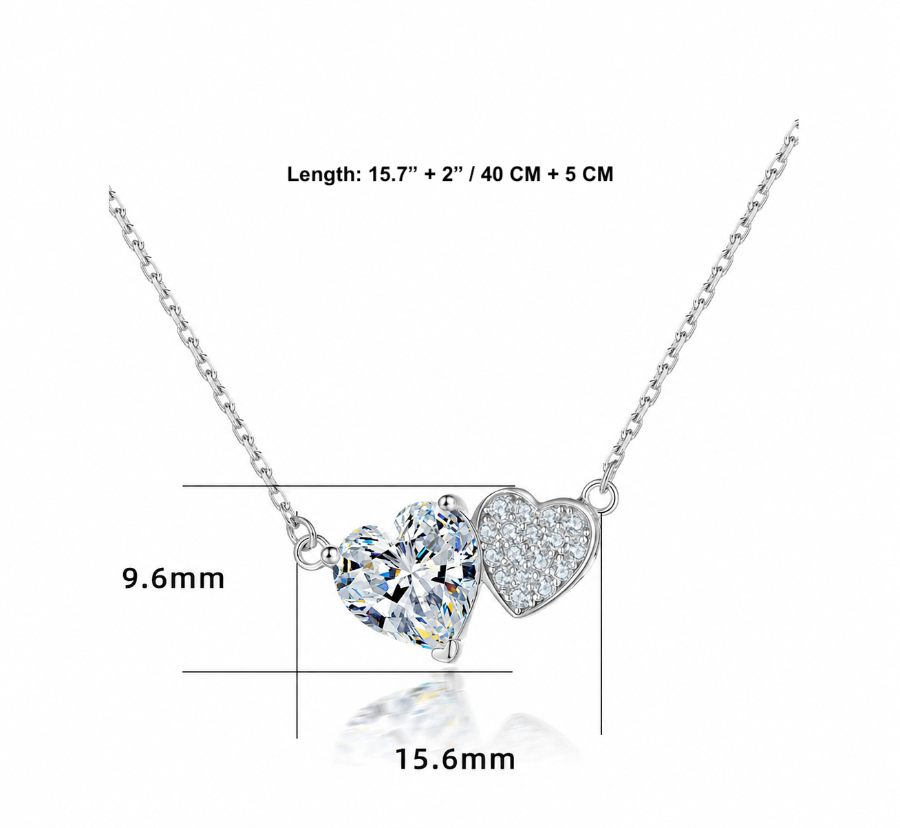 Two Hearts Simulated Diamonds Wedding Necklace - 925 Silver