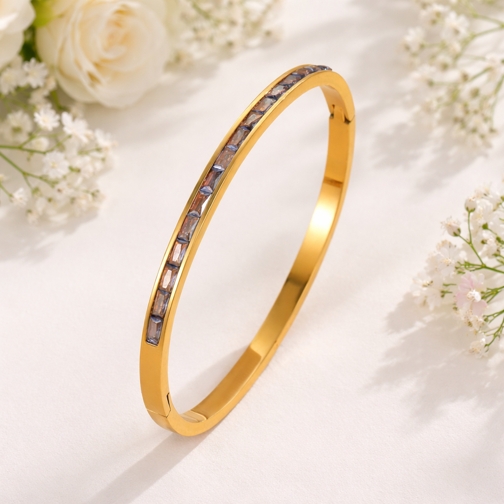 18k Gold Plated Hinged Bangle Bracelets