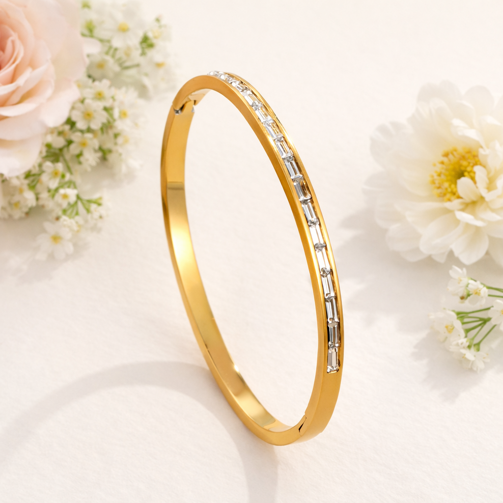 18k Gold Plated Hinged Bangle Bracelets