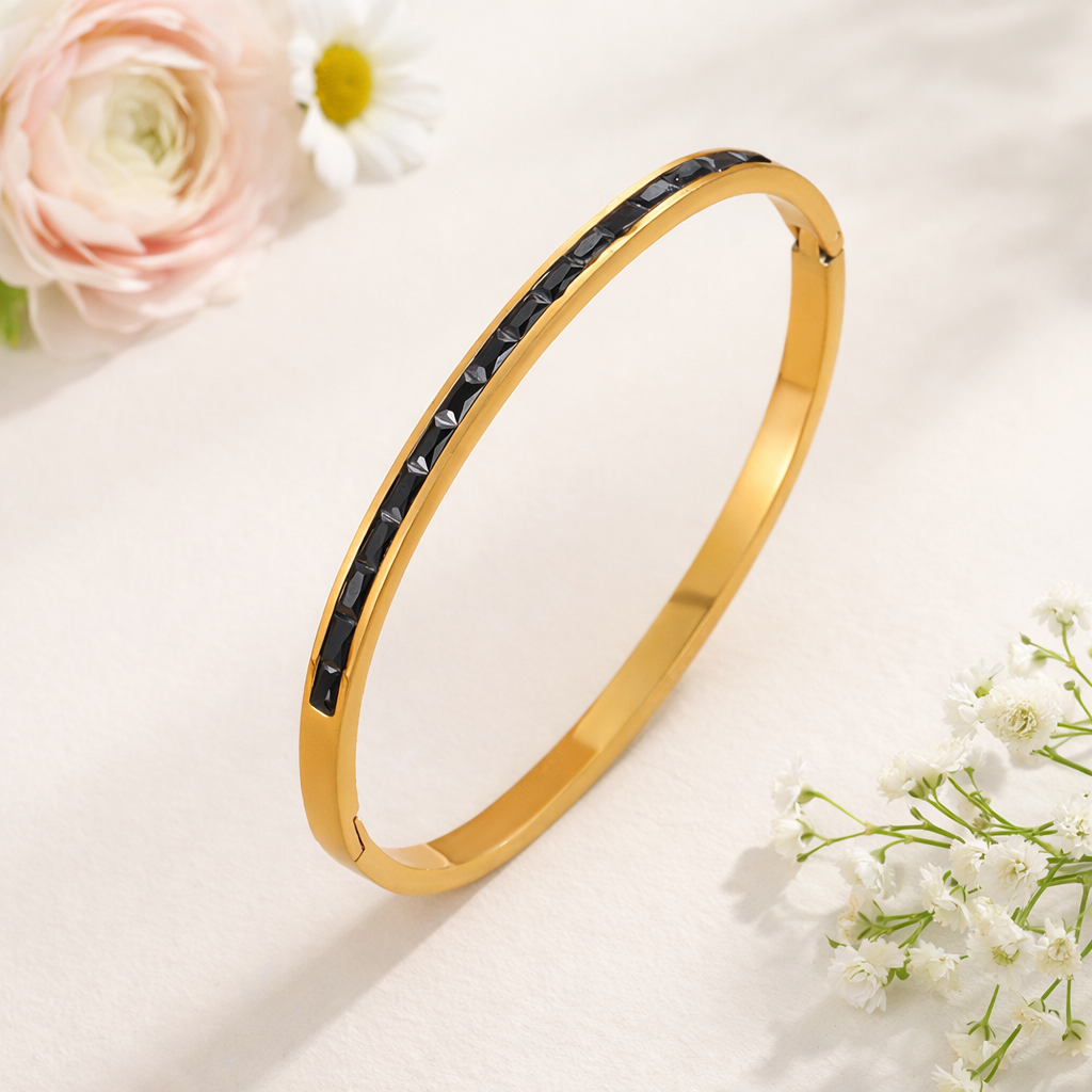 18k Gold Plated Hinged Bangle Bracelets