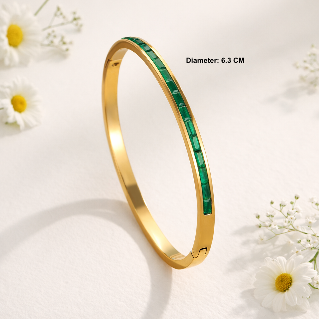 18k Gold Plated Emerald Bracelet Set