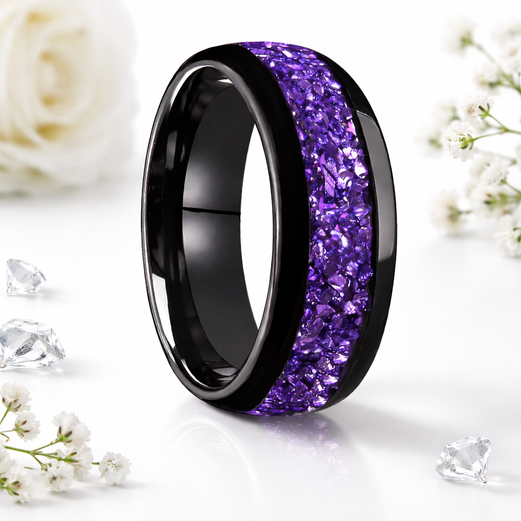 The Lumith - Natural Amethyst Couple Rings