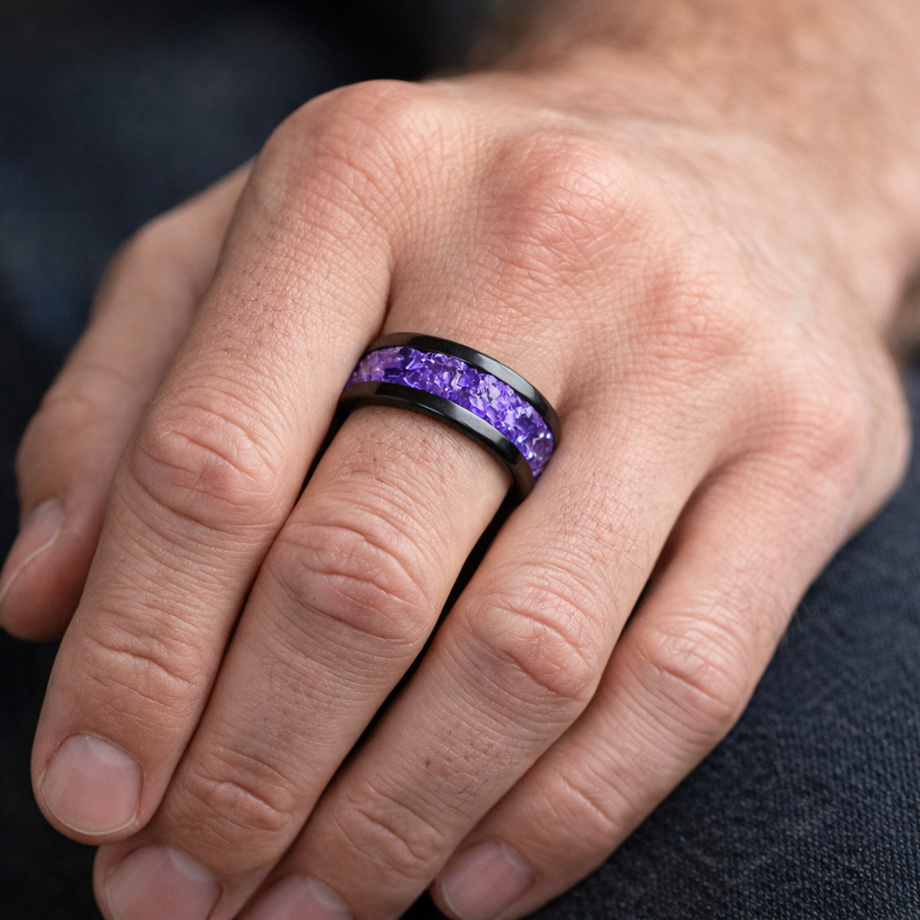 The Lumith - Natural Amethyst Couple Rings