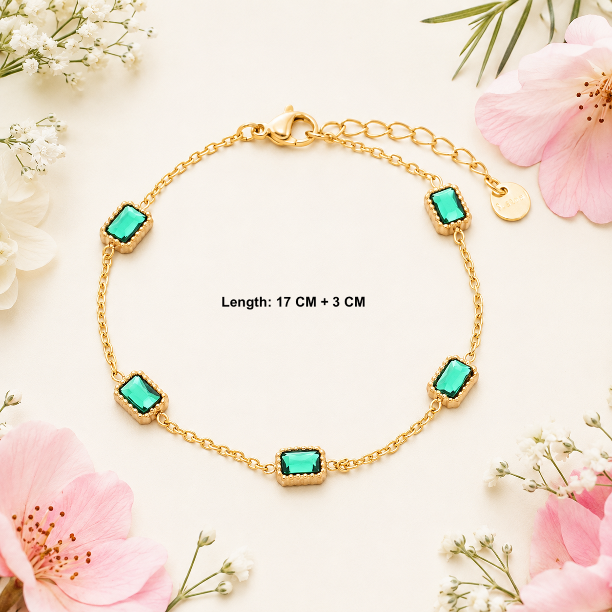 18k Gold Plated Emerald Stackable Bracelets