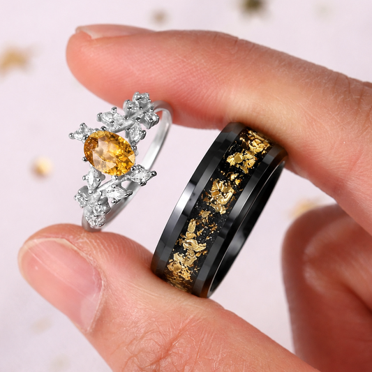 The Sunbliss - Natural Citrine Couple Ring Set