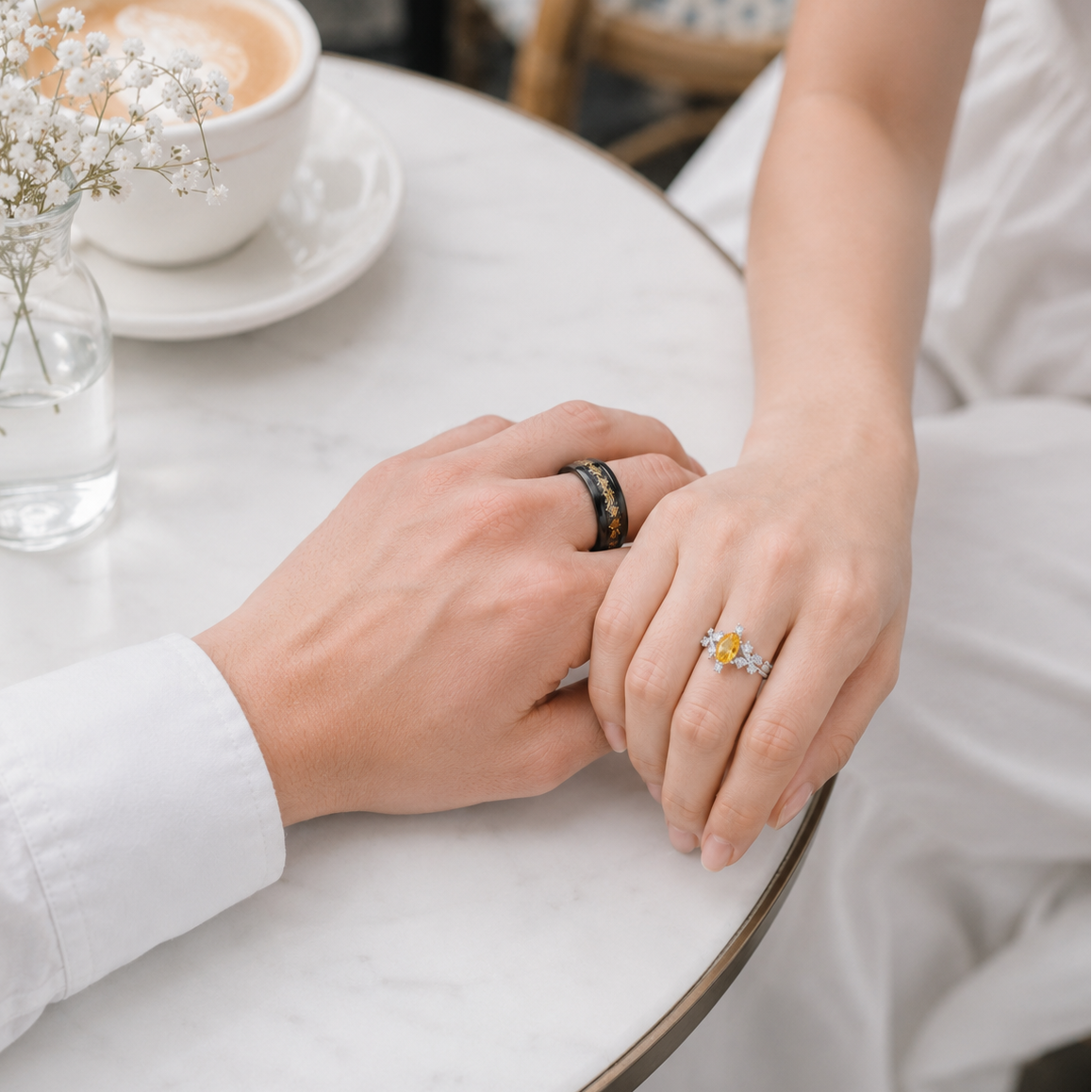 The Sunbliss - Natural Citrine Couple Ring Set