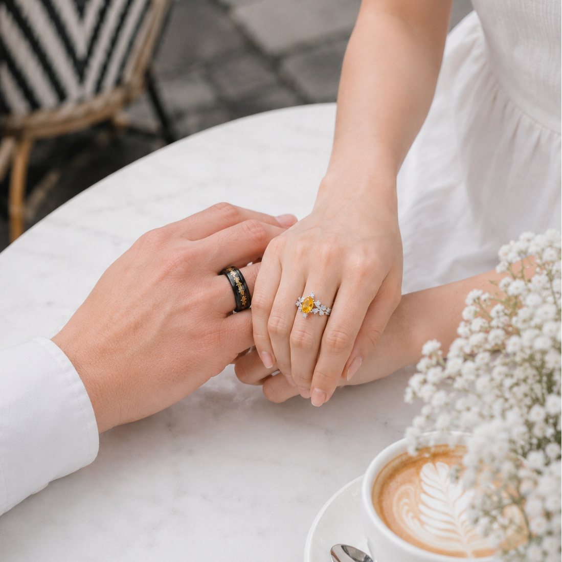The Sunbliss - Natural Citrine Couple Ring Set