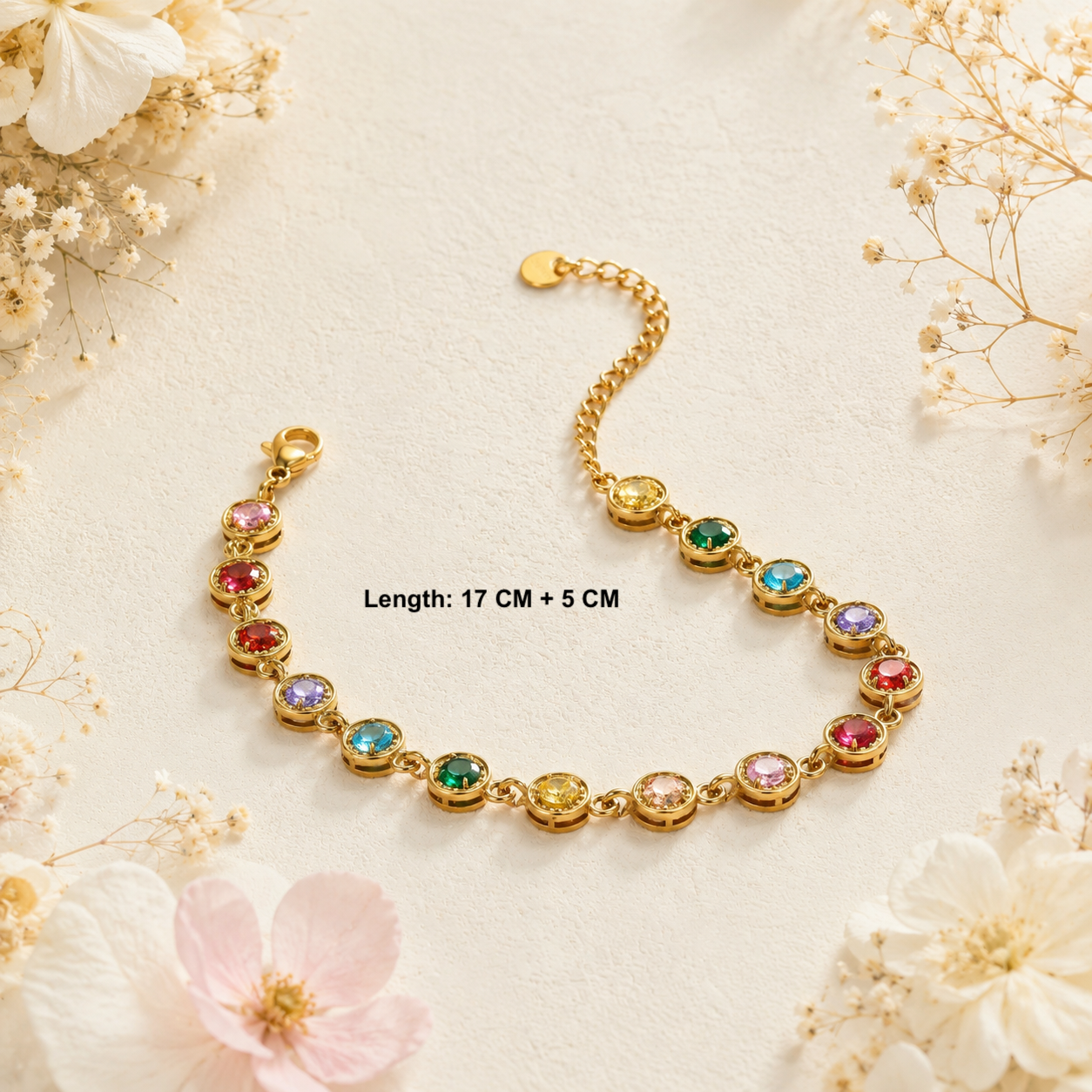 18k Gold Plated Emerald Bracelet Set