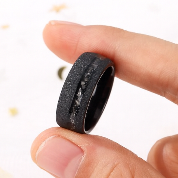 Black Sandstone Meteorite Men Promise Band