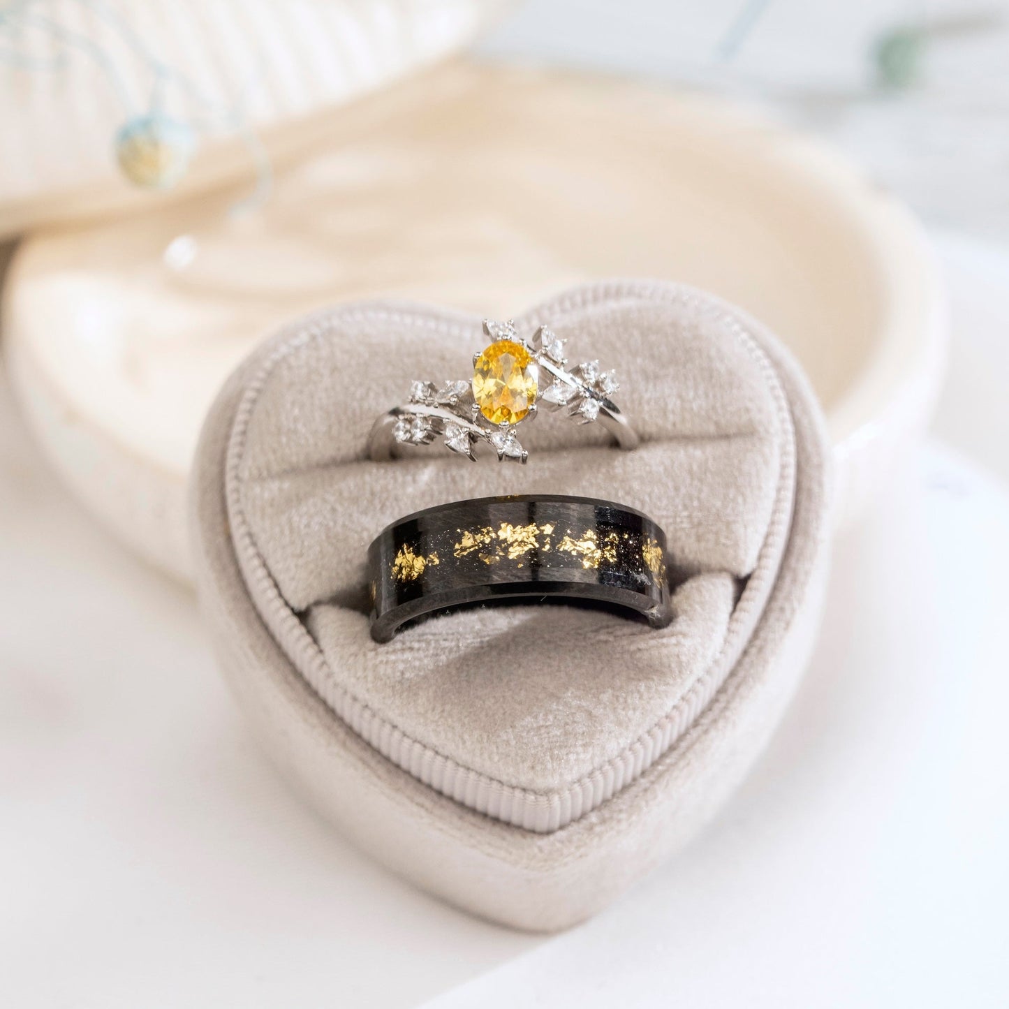 The Sunbliss - Natural Citrine Couple Ring Set
