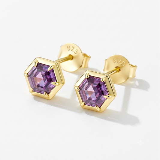 The Selene - Amethyst Stud Earrings