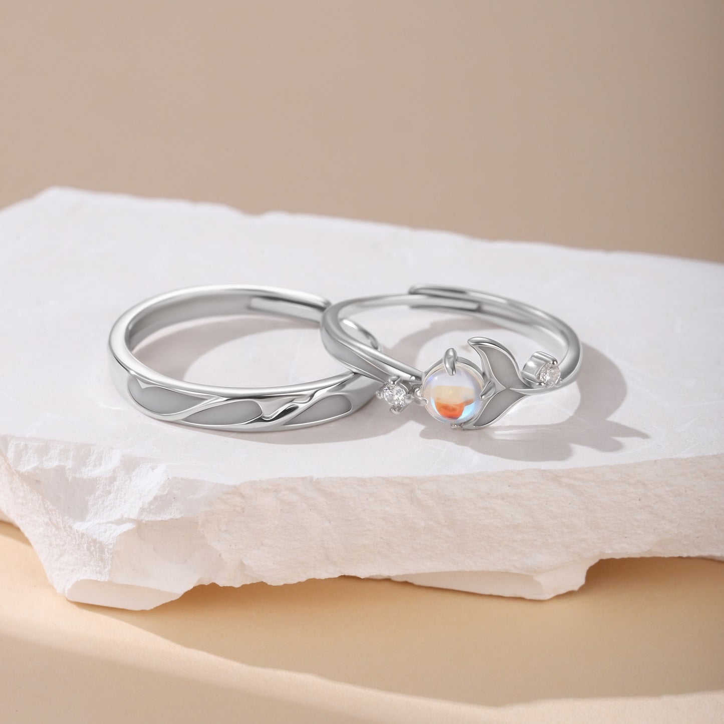 Glow in the Dark 925 Silver Couple Rings