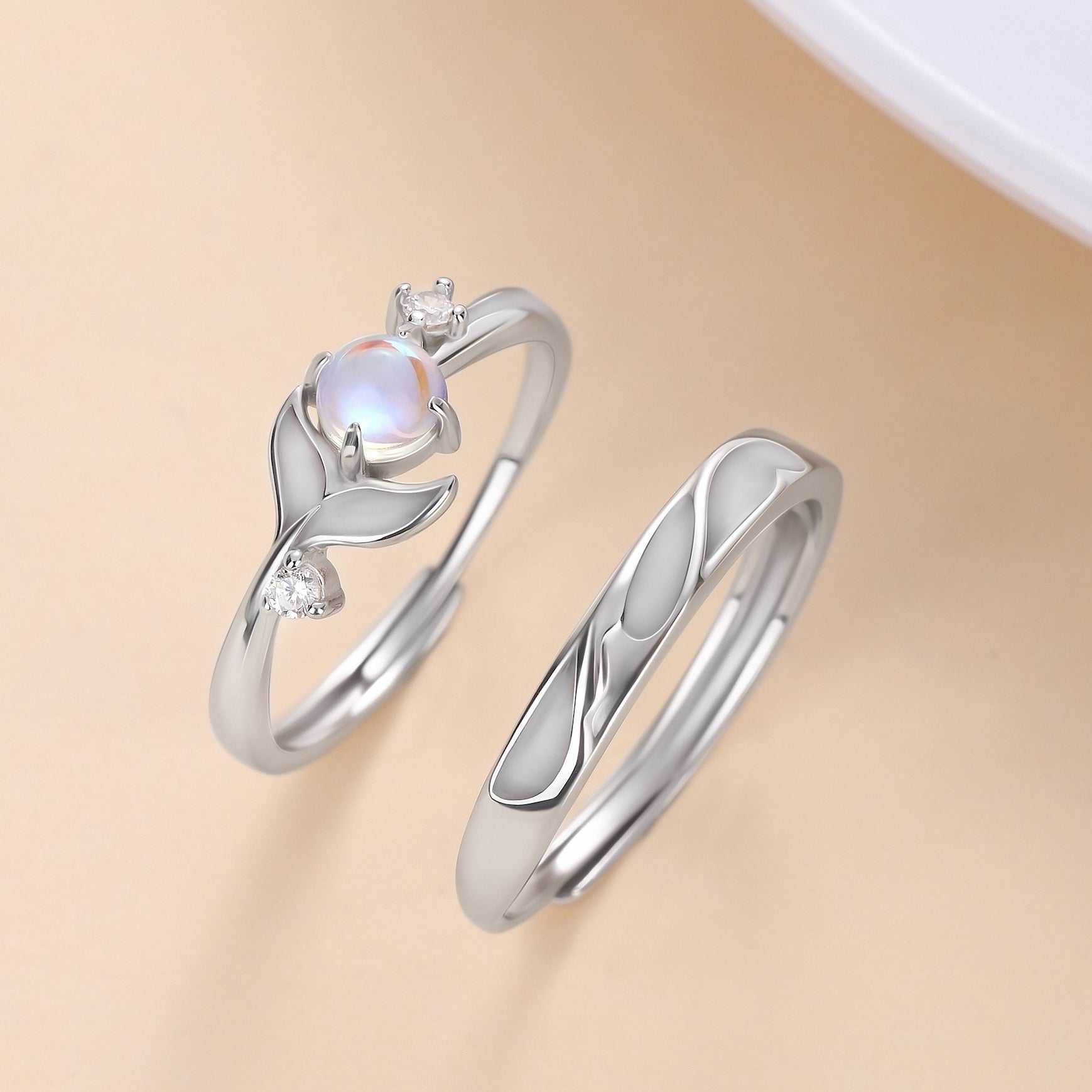 Glow in the Dark Promise Rings for Couples | Silver Matching Rings