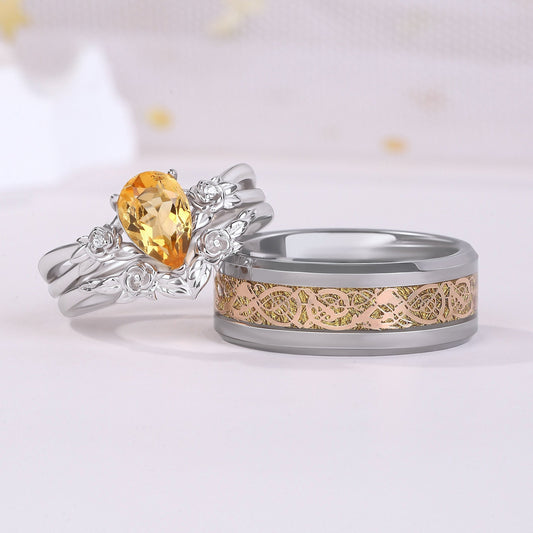 The Citrion - Natural Citrine Couple Rings